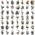 50 pieces of steampunk animal stickers with gears and wings for DIY laptop decor - Punk Animal Style