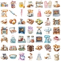 50pcs waterproof PET transparent watercolor baking stickers for DIY scrapbooks and laptops - Baking Theme