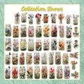 Set di adesivi floreali vintage con barattoli Mason per scrapbooking e decorazioni - Collezione Barattoli Floreali Vintage