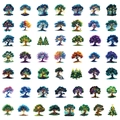 Détail de 49 autocollants PET d'arbres magiques avec des couleurs vives et féeriques - Arbre Magique Magnifique