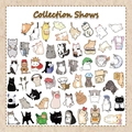 Collezione di 50 simpatici adesivi per gatti con varie razze e abiti divertenti in dettaglio - Stile Emoji Gatto