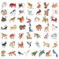 Set di 50 adesivi in PET con creature mitiche colorate e animali dello zodiaco cinese - Confezione Adesivi PET Creature Mitiche