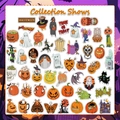 Collection d'autocollants d'Halloween avec citrouilles, fantômes et motifs festifs - 50 feuilles/paquet