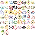 50-piece waterproof cartoon bubble stickers featuring colorful PET animal and food designs - Fun Cartoon Bubble Style