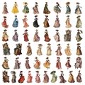 Cuadrícula detallada de 48 pegatinas de mujeres victorianas para manualidades y decoración - Paquete de Pegatinas de PET Mujeres Europeas Vintage