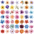 Set dettagliato di 49 adesivi floreali in acquerello PET per scrapbooking e fai da te - Pacchetto di Adesivi Floreali in PET ad Acquerello