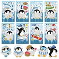 DIY Pinguin Aufkleber Set mit 8 Bögen wasserfester Cartoon Pinguin Sticker für Kinder - Nicht wiederholend