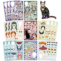 Close-up of Day of the Dead DIY stickers with skeletons, flowers, and Mexican motifs - 8 Sheets/Pack (Non-repeating)