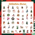 Colección de 42 pegatinas estéticas navideñas de PVC con iconos festivos dibujados a mano - Estilo de Temática Navideña