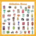 Detail view showing 50 colorful cartoon zombie food stickers for Halloween DIY decor - 50 Sheets/Pack