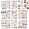 Dettaglio di adesivi natalizi con Babbo Natale e renne per scrapbooking e lavoretti fai-da-te - Elementi Natalizi - 8 Fogli Non Ripetuti