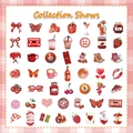 Collection de stickers esthétiques rouges faits main avec motifs cerise et fraise - 50 feuilles/paquet