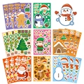 Set di adesivi natalizi fai-da-te con Babbo Natale, renna e pupazzo di neve - Adesivi di Natale Crea un Viso (Set di 8)