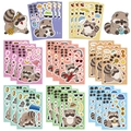 DIY Cartoon Waschbär Aufkleber Set für Kinder mit verschiedenen Gesichtsausdrücken und Hüten - 8 Stück/Packung