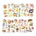Set di 8 adesivi ad acquerello impermeabili con ragazze carine, animali e pasticcini - Dessert pastorale francese