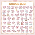 Detailed collection of 50 cute pink axolotl stickers featuring various lifestyle designs - Axolotl Style