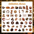 Dettaglio di 53 adesivi vintage autunnali con zucche e foglie d'acero per scrapbooking - Collezione a Tema Autunnale