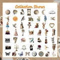 Colección de 50 pegatinas vintage con diseños de luna, cámara y arte retro para decoración - Estilo de Diario Vintage (YCK237)