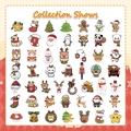 Collection de 50 autocollants de Noël avec le Père Noël, des rennes et des bonhommes de neige - Thème de Noël en dessin animé
