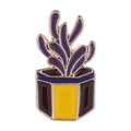 Cute purple succulent cactus enamel brooch with multicolor pot in rose gold finish - Purple Succulent Yellow Pot (xz8138)