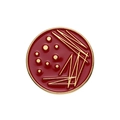 Creative microbial petri dish enamel pin with red base and golden streak patterns - Science Petri Dish Red Style (xz8433)