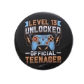 Level 13 Unlocked tinplate badge with game controller design for 13th birthday - Game Controller Level 13 Unlocked Style (MXZ113)