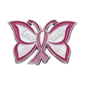 Schmetterling Emaille Pin mit Love Strength Faith Hope Text und rosa Schleife - Rosa Inspirierende Schrift Schmetterling (xz8917)