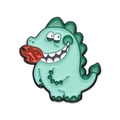 Pin de esmalte de dinosaurio verde menta con llamas naranjas para ropa y bolsos - Estilo Dinosaurio que Escupe Fuego (XZ9441)