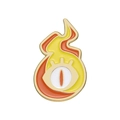 Emaille-Anstecknadel in Flammenform mit Auge im Soul-Eater-Stil und goldener Fassung - Gelbe Flamme Auge Stil (XZ9290)