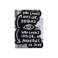 Black enamel brooch with Jung quote Who looks inside awakens for clothing decor - Jung Quote Style (QHXZ054)