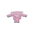 Épingle en émail rose avec motif de nœud et slogan I Support Women's Wrongs en métal argenté - Style Slogan Nœud Rose (QHXZ648)