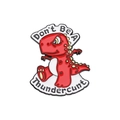 Pin de esmalte de dinosaurio rojo con el lema decorativo Don't Be A Thundercunt - Eslogan de dinosaurio rojo (QHXZ091)