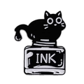 Cartoon black cat on ink bottle enamel pin for bags and clothes decoration - Cat on Ink Bottle Style (QHXZ3725)