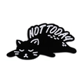 Spilla in smalto gatto nero con scritta Not Today per decorare borse e vestiti - Gatto Pigro (QHXZ3741)