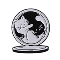 Cute black and white enamel cat pins with yin yang design for backpacks and clothing - Tai Chi Black White Cat Style (QHXZ3742)