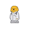 Emaille speld hondendokter met Golden Retriever in doktersjas en grappige tekst - Hondendokter (QHXZ775)