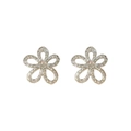 Eleganti orecchini a lobo a fiore traforato in argento con cristalli bianchi scintillanti - Stile Argento (SEH3289)