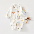 Detail of soft cotton baby romper with cartoon bear print and snap button closure - 59 / Playing Bear