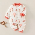 Infant winter cotton padded jumpsuit with bear print and warm snap button closure - Size 59 / Flying Bear
