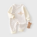Body neonato in cotone a maniche lunghe con orsetto carino e motivi floreali - Orso Cespuglio di Fiori Giallo (5722037049410) / 52cm