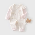 Body neonato a maniche lunghe in cotone rosa e bianco con volant e stampe di conigli - Stampa Coniglio Rosa (5722037049413) / 52cm