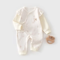 Tutina neonato in cotone a maniche lunghe con stampa di coniglio e volant graziosi - Stampa Coniglio Giallo (5722037049416) / 52cm