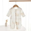 Barboteuse bébé à manches longues en coton blanc avec imprimés oursons mignons - 59 / Style Trois Oursons