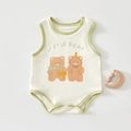 Baby-Body aus Baumwolle mit süßen Bärenmotiven und hellgrüner Paspelierung im Detail - 59 / Grüner Bär