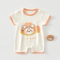 Orange Rabbit Pullover Short Romper