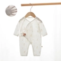 Short-sleeved white floral baby bodysuit in thin breathable cotton for newborns - 52cm / Rabbit Park