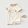 Brown Sleep Bear Pullover Short Romper