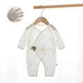 Newborn summer baby romper with polka dots and green elephant embroidery detail - 52cm / Fun Elephant