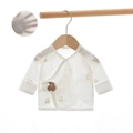 Infant cotton long sleeve kimono top with cute bear floral print and breathable mesh fabric - 52cm / Teddy Bear