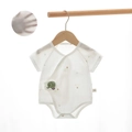 Body de bebé de algodón blanco con bordado de elefante verde y malla transpirable - Talla 73 / Fun Elephant (Parche de Bordado de Elefante)